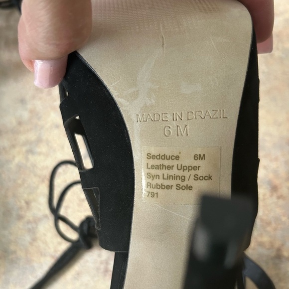 Steve Madden NWOT Sedduce Black Leather Upper Cage High Heels size 6 - Picture 7 of 7